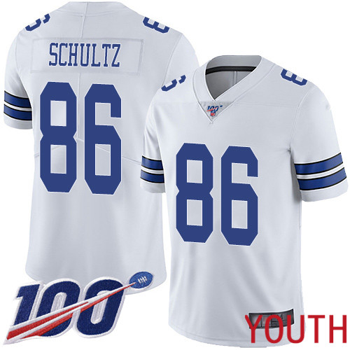 Youth Dallas Cowboys Limited White Dalton Schultz Road 86 100th Season Vapor Untouchable NFL Jersey